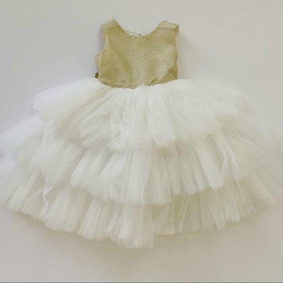 Girl Dress with Glitter Illusion Neckline by TIPTOP KIDS - AS7029